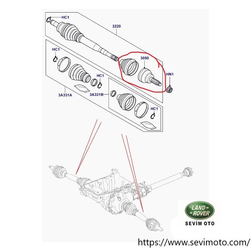 Range Rover Vogue Ön Dış Aks Kafası LR032577